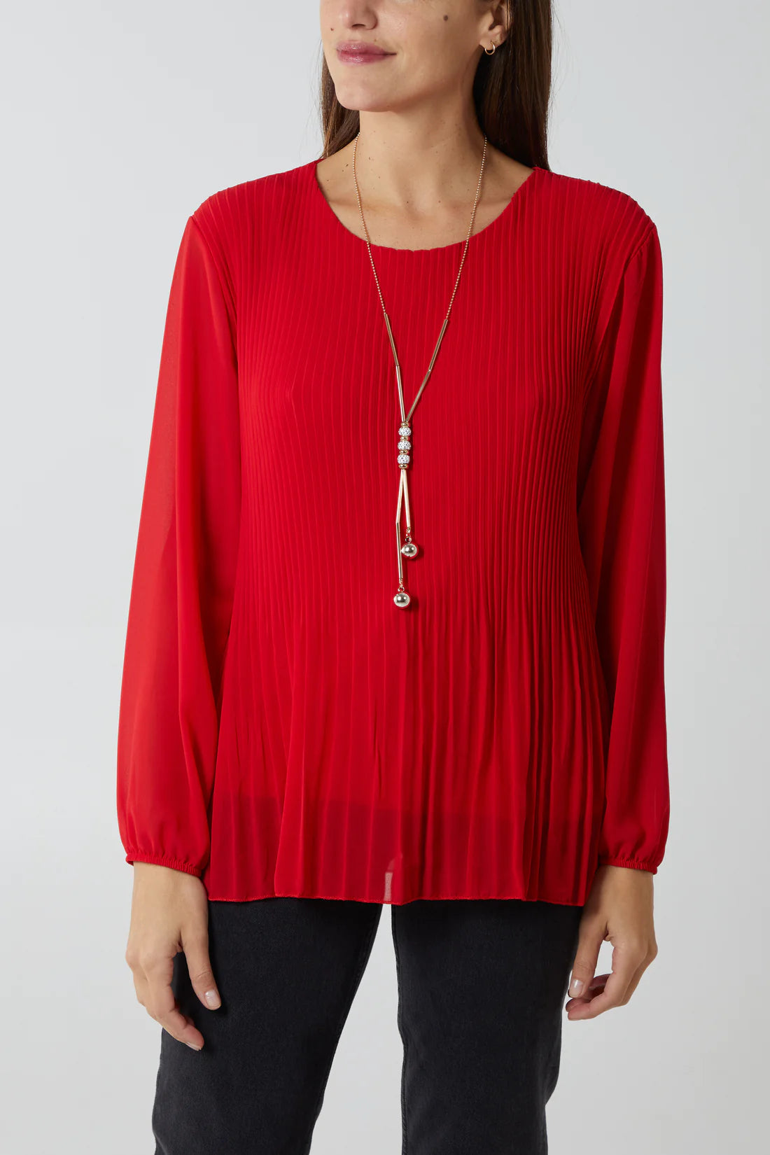 Pleat Top with Long Sleeve