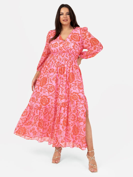 Lovedrobe Pink Floral Maxi Dress With Tie Back