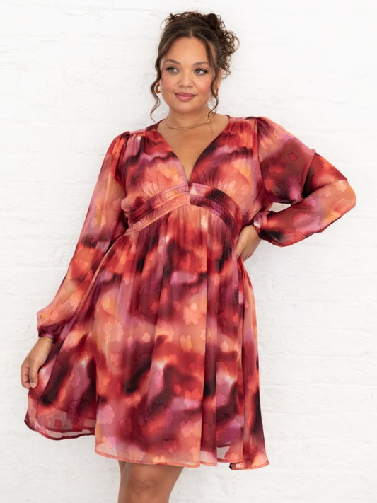 Lovedrobe Floral Burnout Long Sleeve Mini Dress