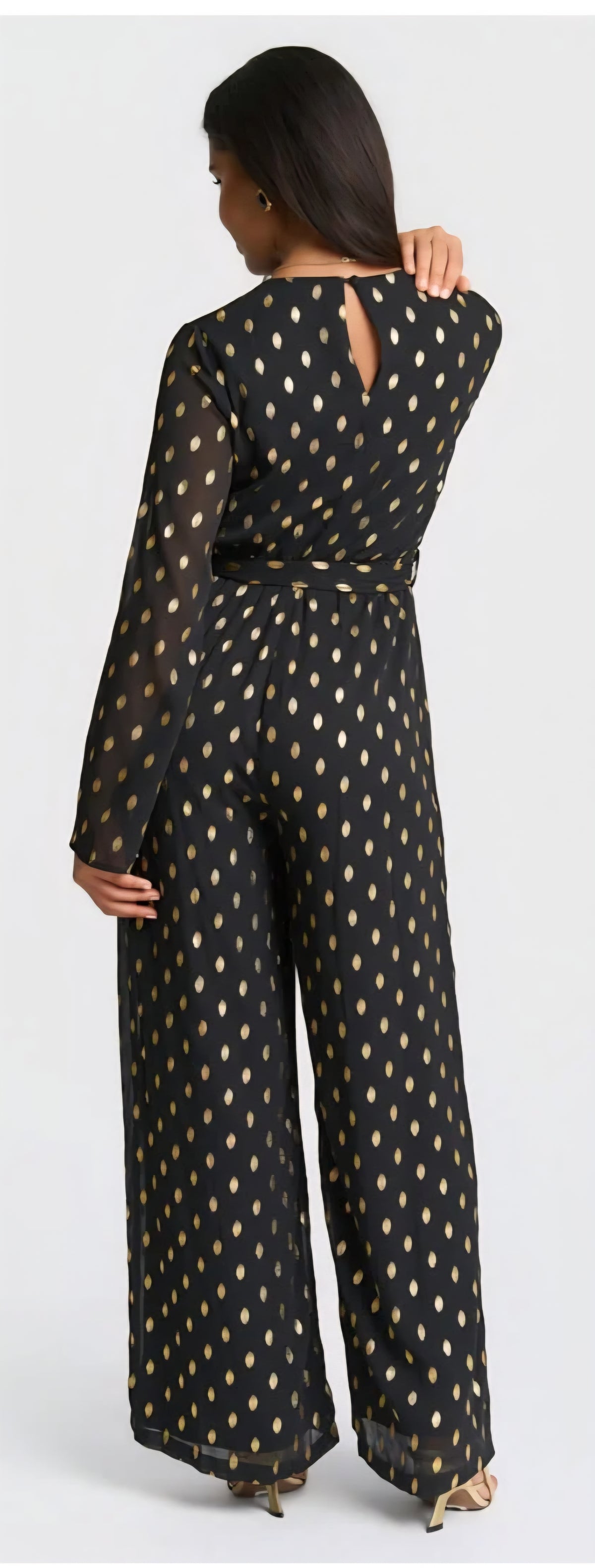 Needs No Label Foil Wrap Jumpsuit