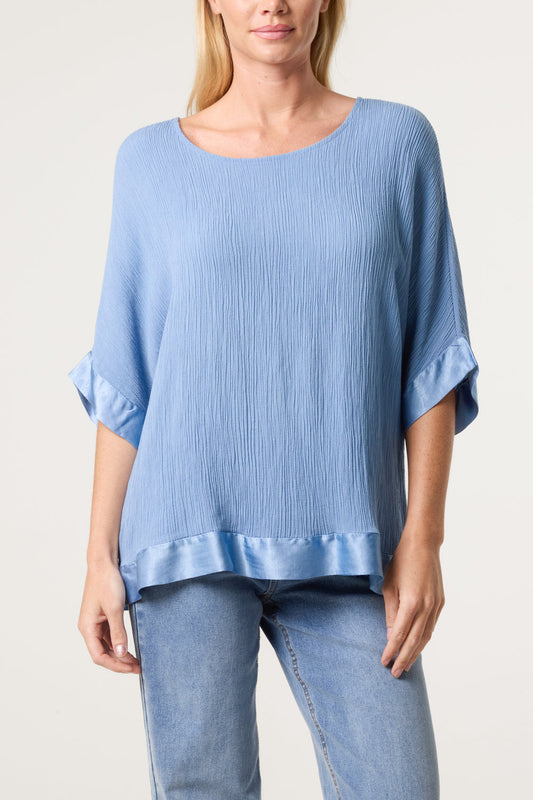 Crinkle Satin Hem Top