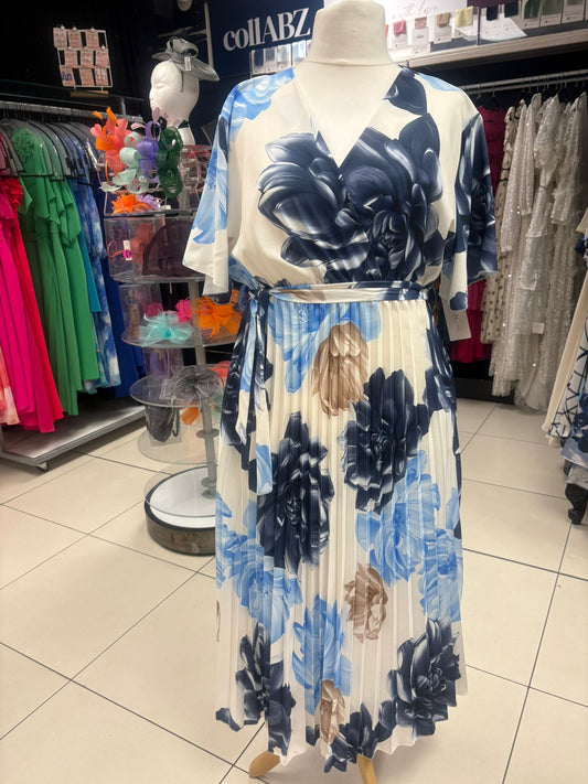 Floral Pleated Dress With Angel Sleeves