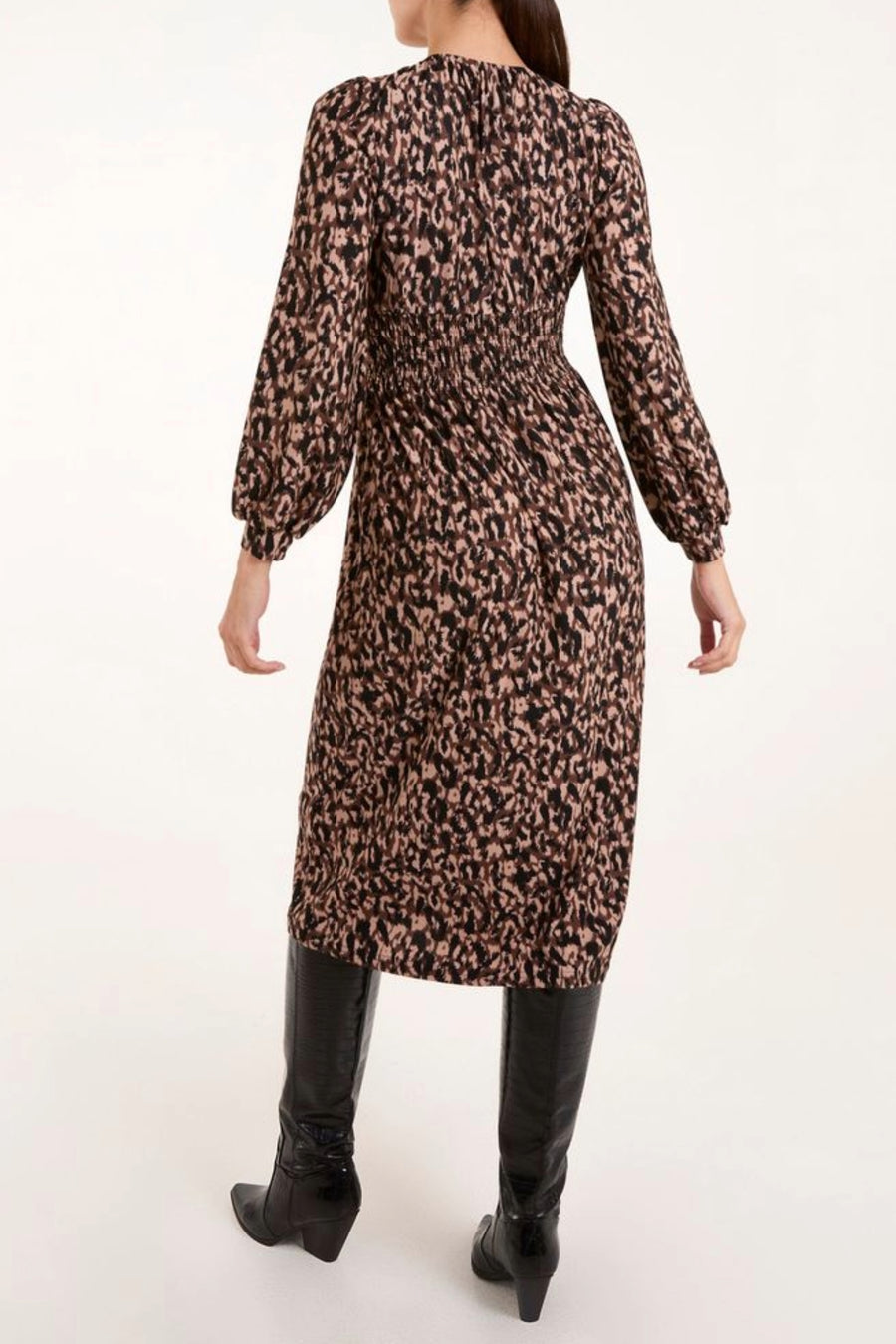 Animal Front Button Midi Dress