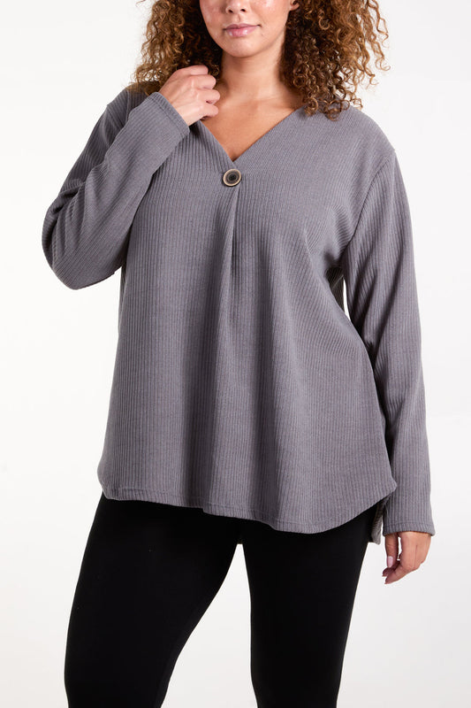 One Button Corduroy Rib Top