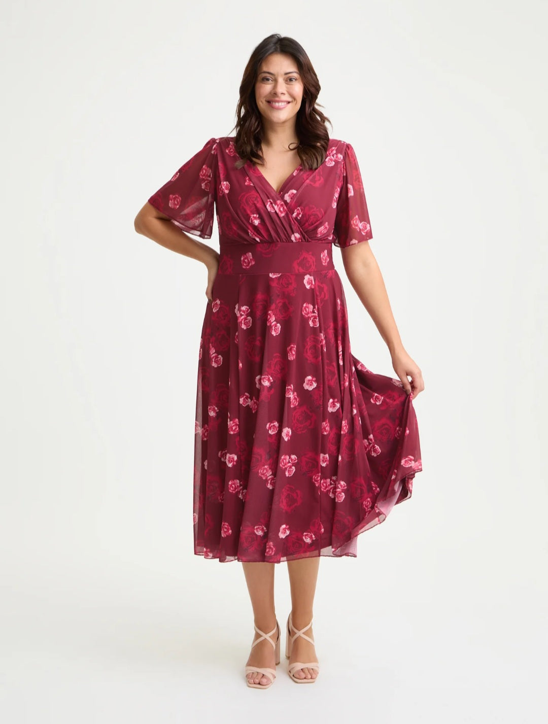 Scarlett & Jo Victoria Angel Sleeve Midi Dress