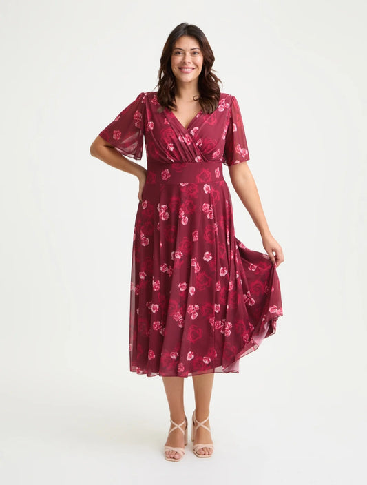 Scarlett & Jo Victoria Angel Sleeve Midi Dress
