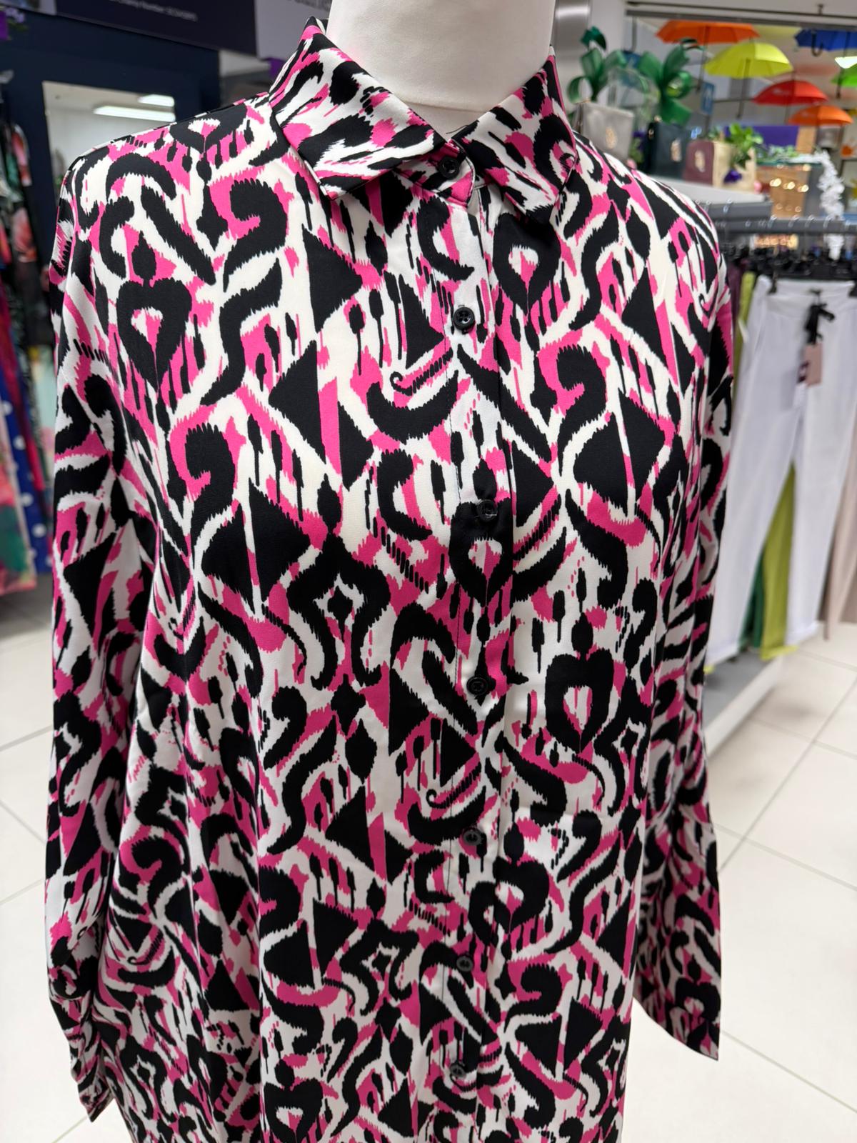 Malissa J Pink Abstract Oversized Shirt Dress