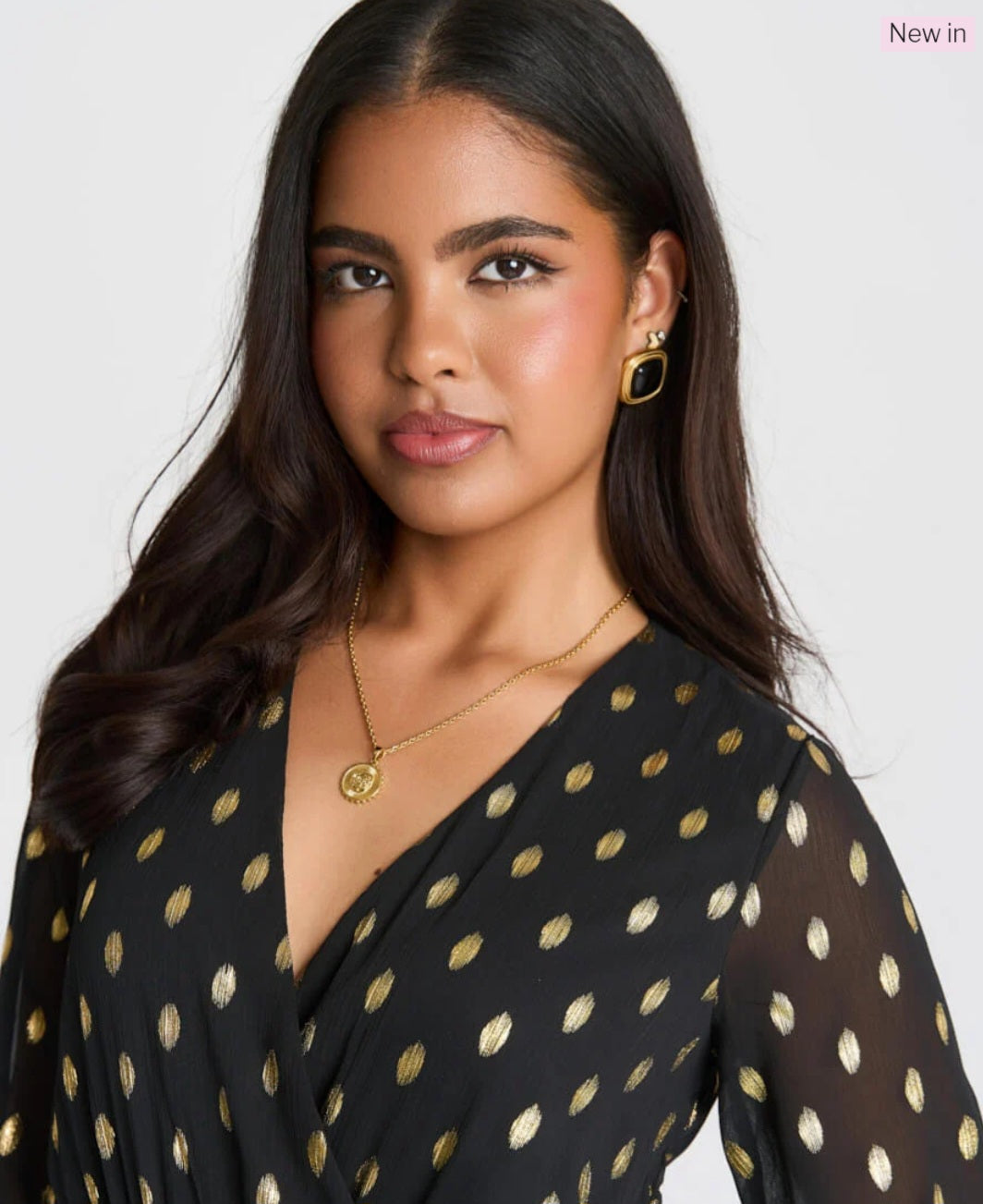Needs No Label Foil Wrap Jumpsuit