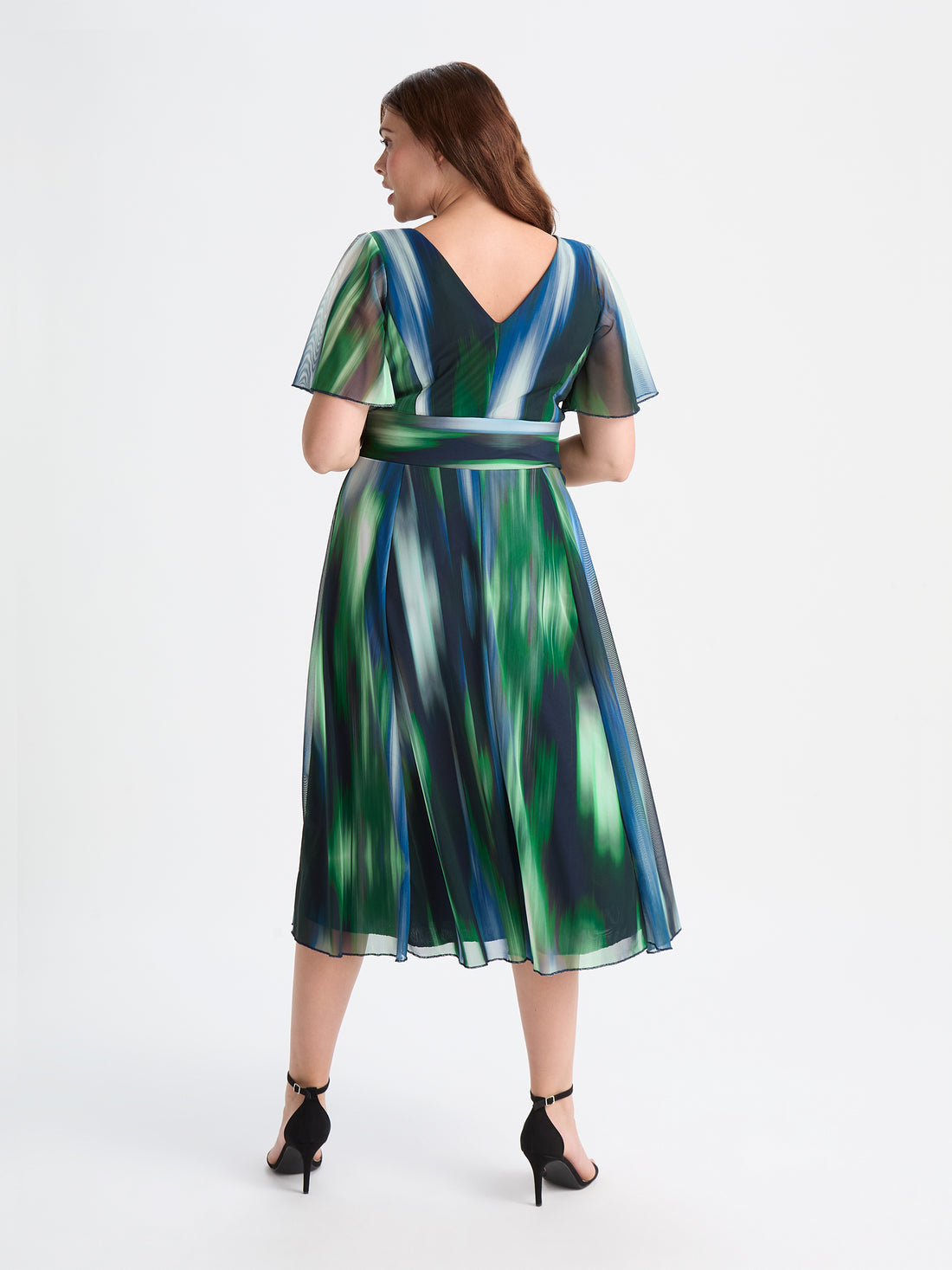 Scarlett & Jo Victoria Green Ikat Midi Dress