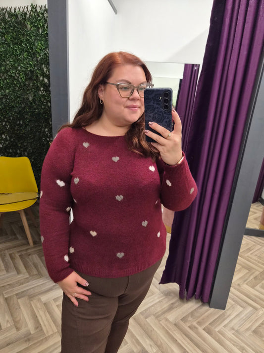 Girl In Mind Knitted Heart Jumper
