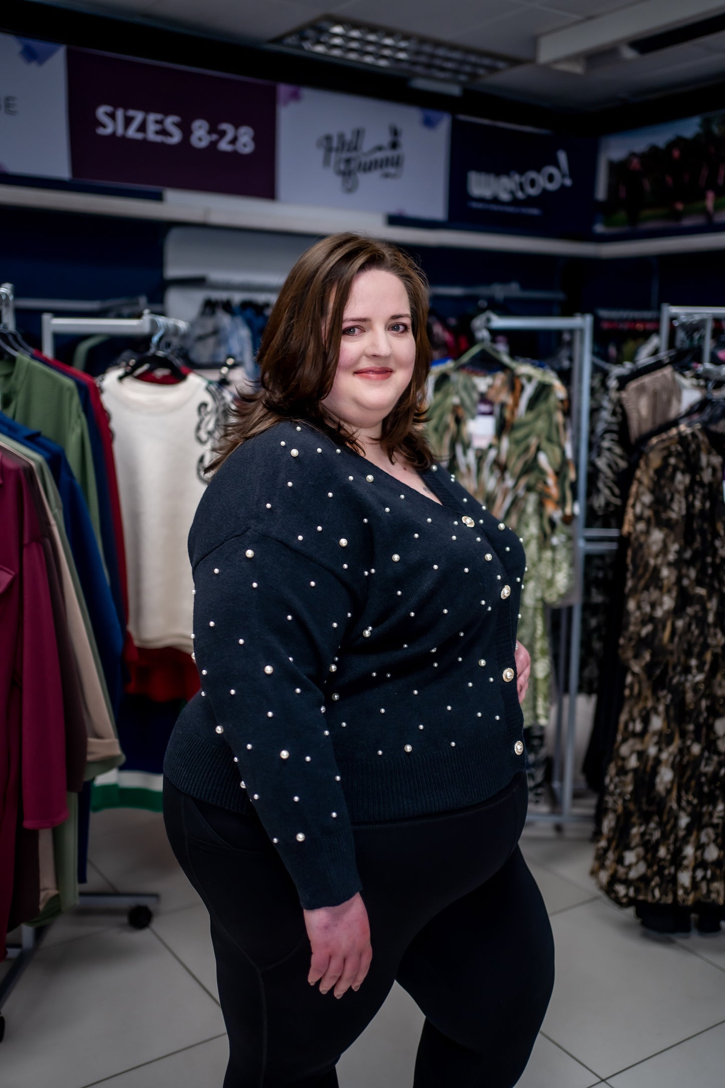 Lovedrobe Pearl Embellished Black Cardigan