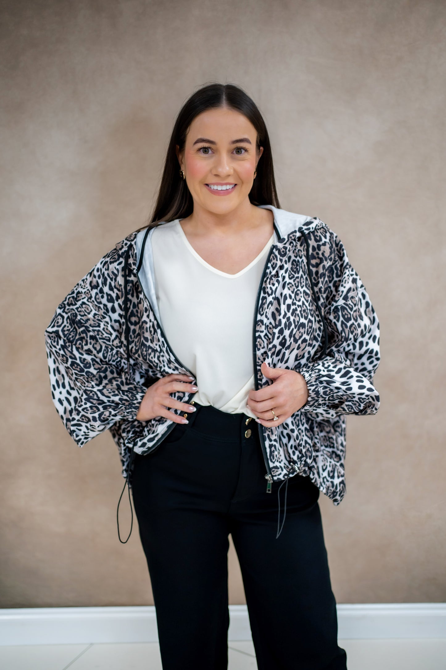 Malissa J Leopard Oversized Hooded Jacket