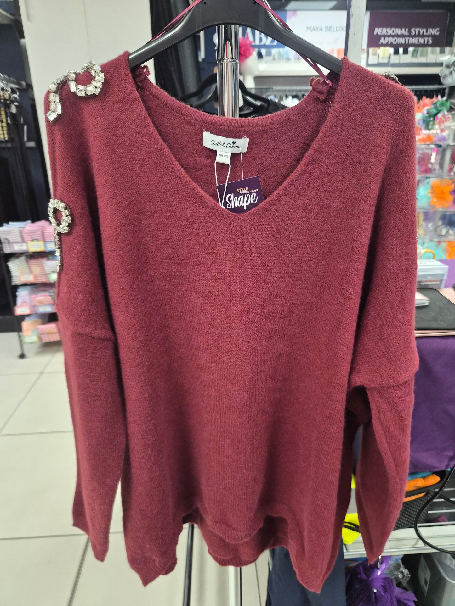 Diamante Bow Sleeve Jumper