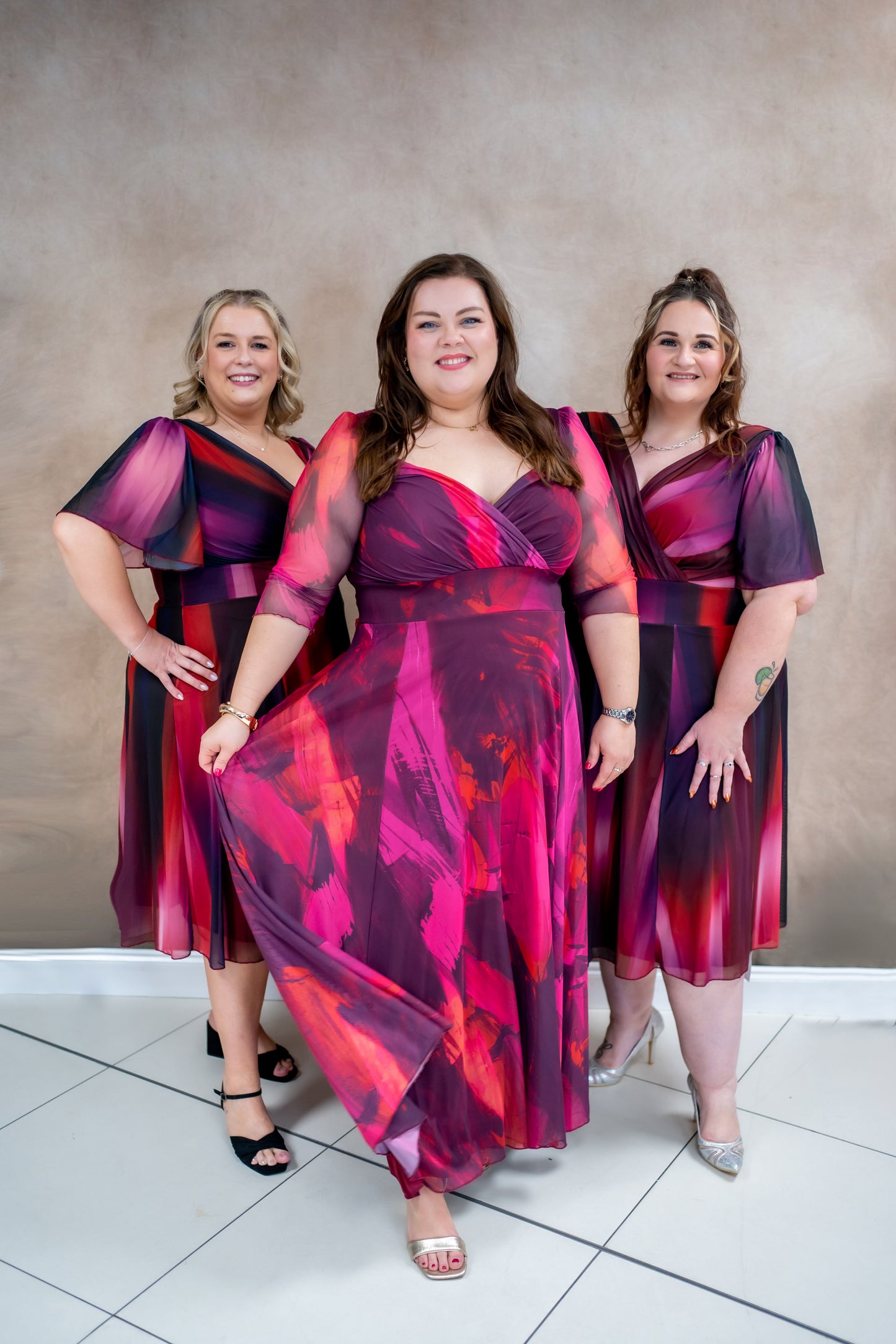 Scarlett & Jo Elizabeth Wine Abstract Maxi Dress