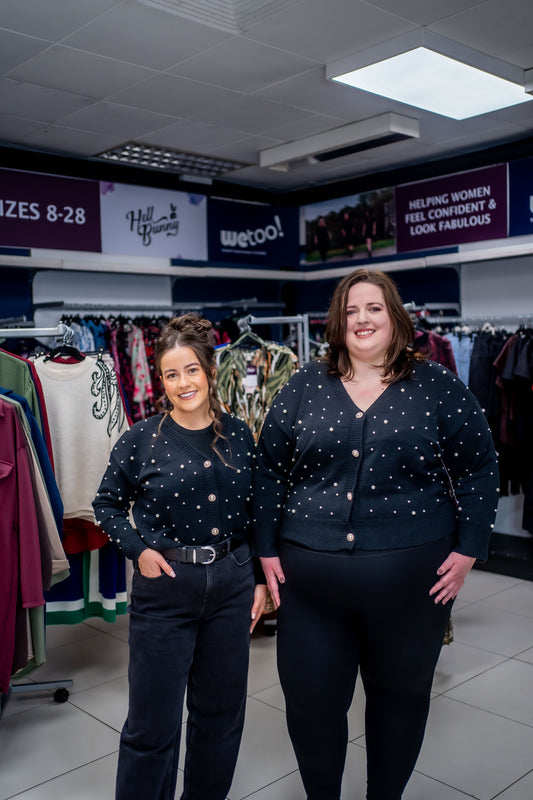 Lovedrobe Pearl Embellished Black Cardigan