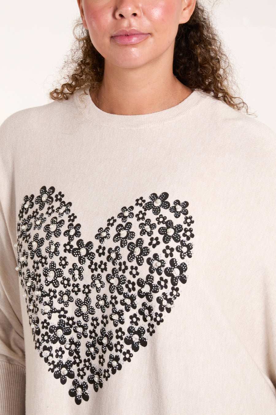 Batwing Flower And Heart Jumper