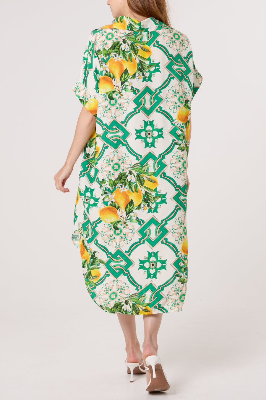 Lemon Tile Print Collar Dress