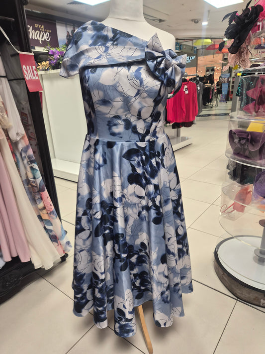 Gino Cerruti Satin Crepe Print MOB/MOG High Low Dress