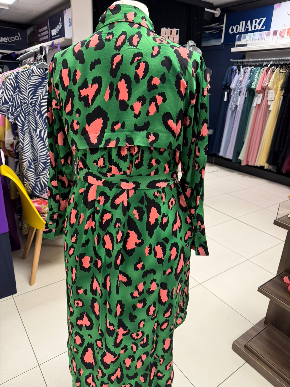 Malissa J Green Button Shirt Dress With Side Slits