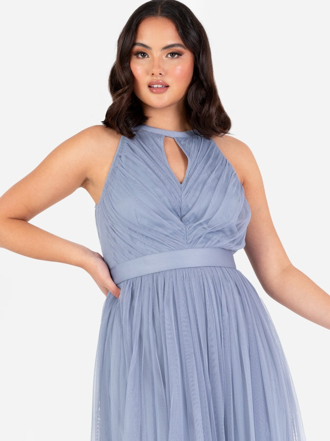 Anaya Slate Blue Halter Neck With Sash