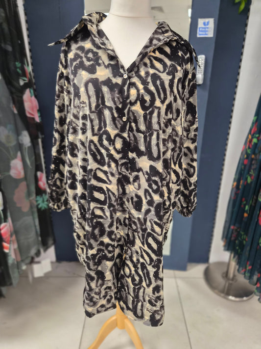 Diamante Embellished Animal Shirt Dress