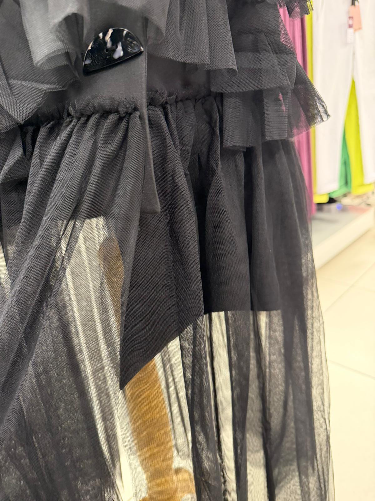 Malissa J Black Waistcoat Dress With Tulle Ruffles