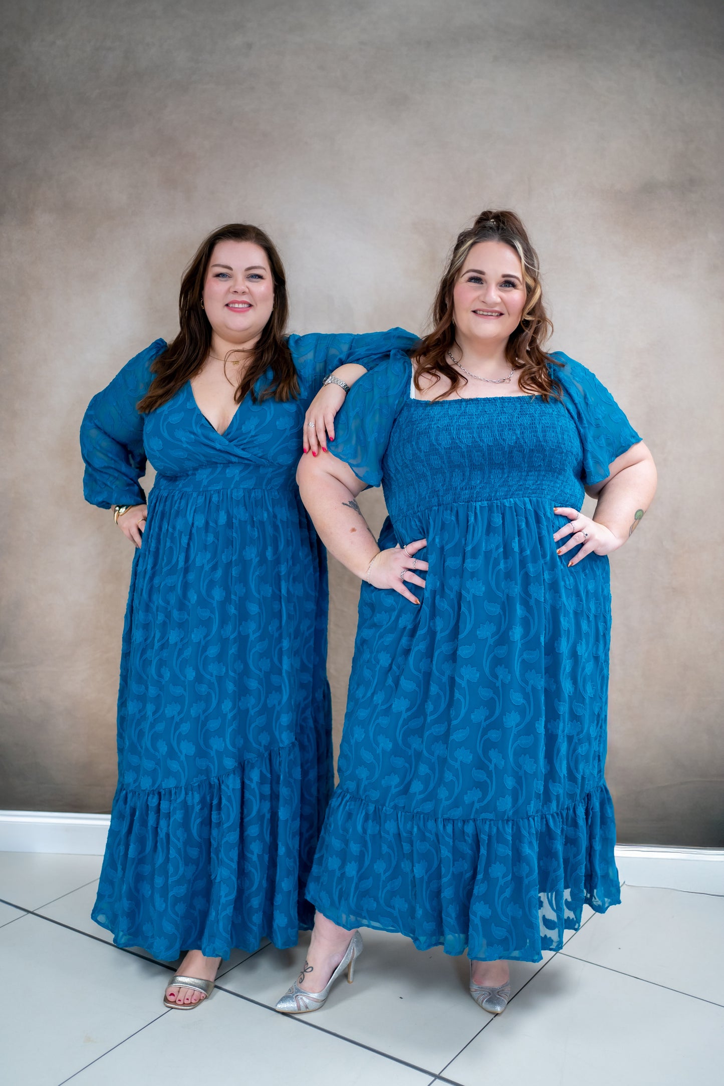 Lovedrobe Teal V Neck Burnout Maxi Dress