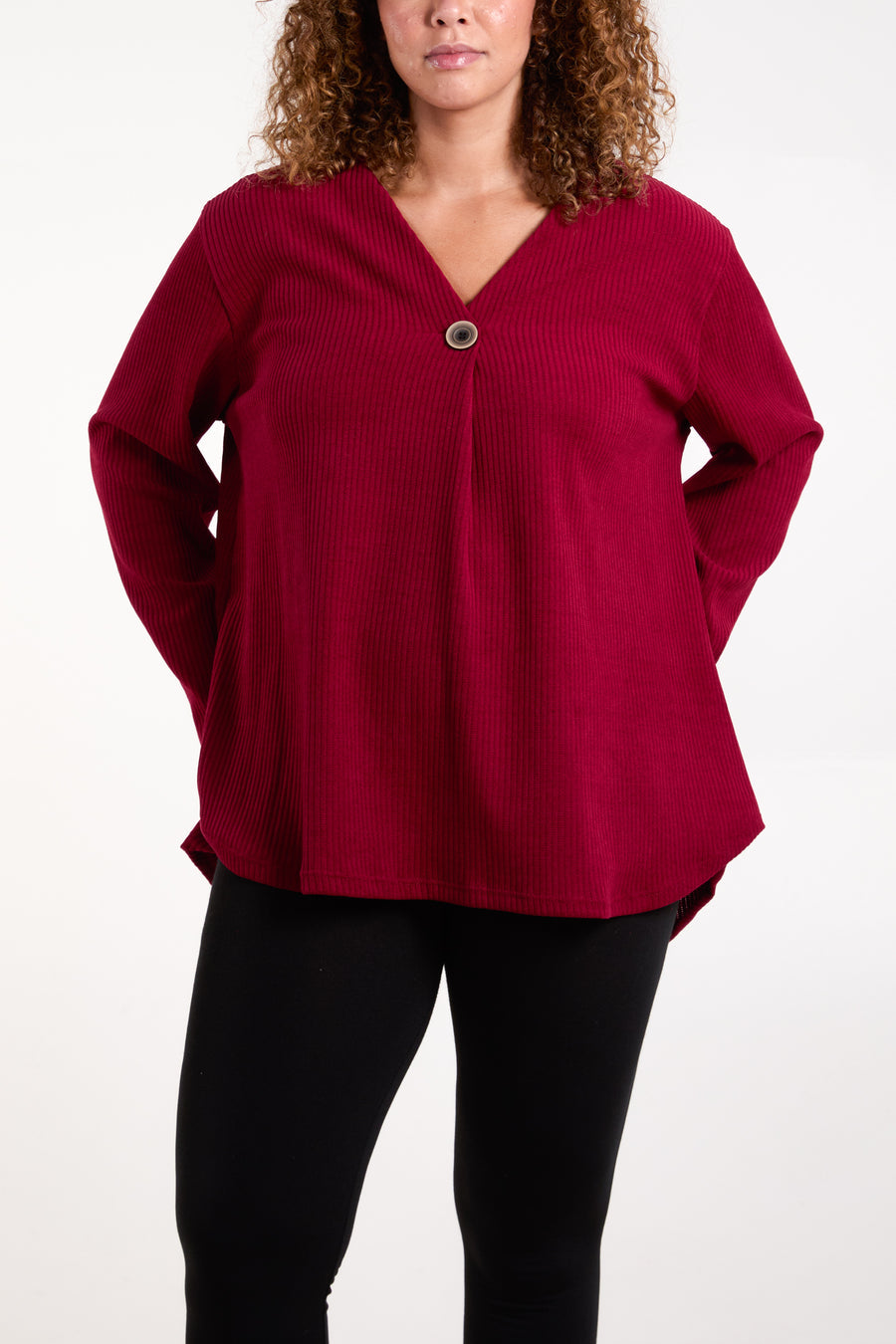 One Button Corduroy Rib Top