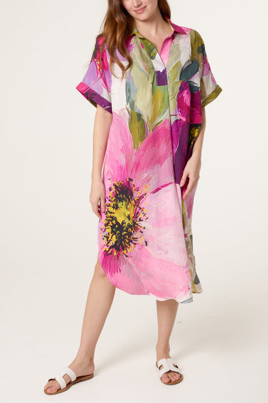 Watercolour Floral Shirt Dress