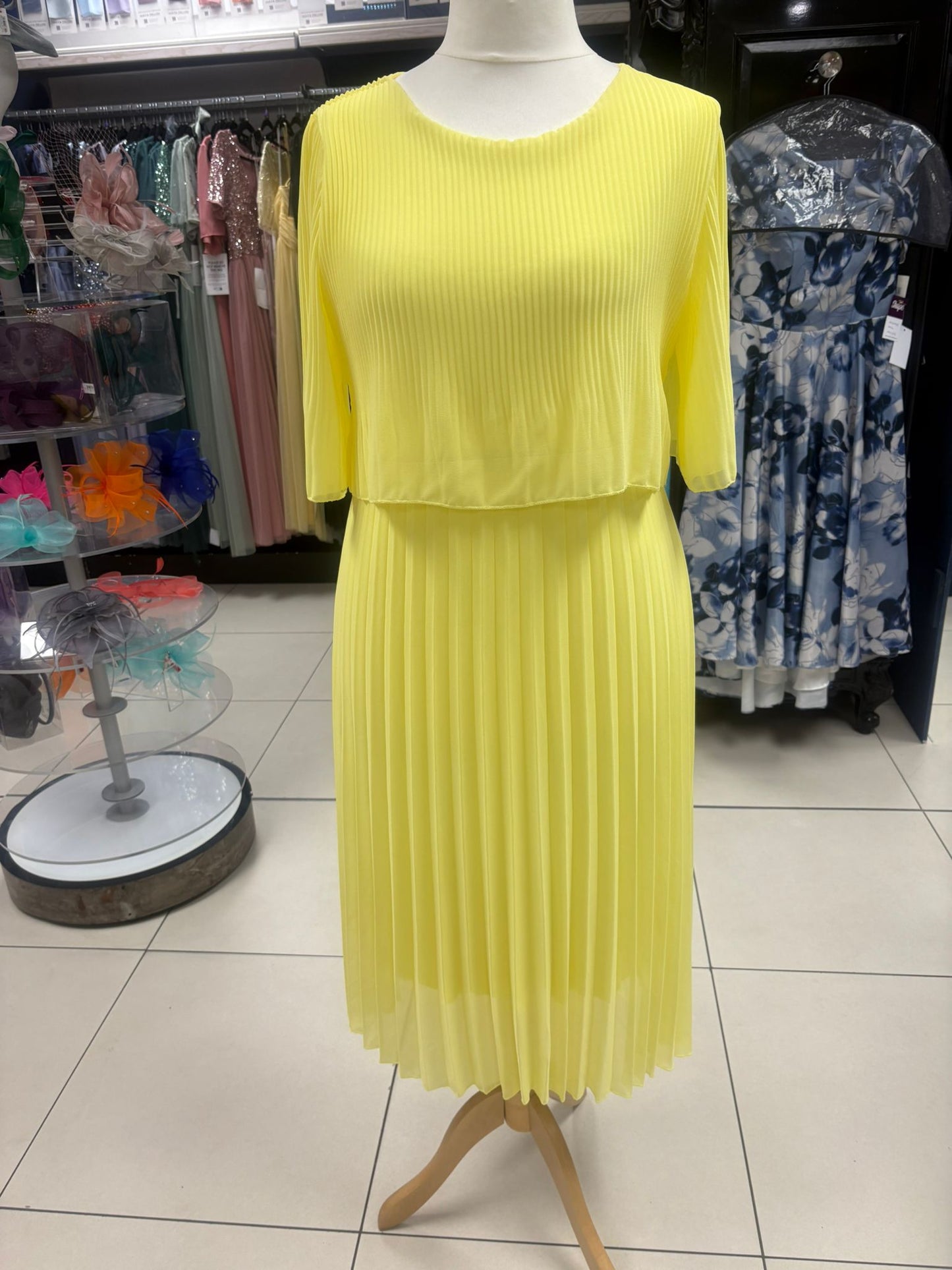 Pleated Midi Dress With Floaty Sleeves
