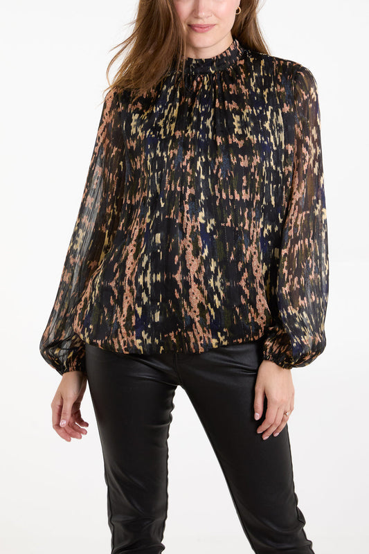 High Neck Bubble Hem Top