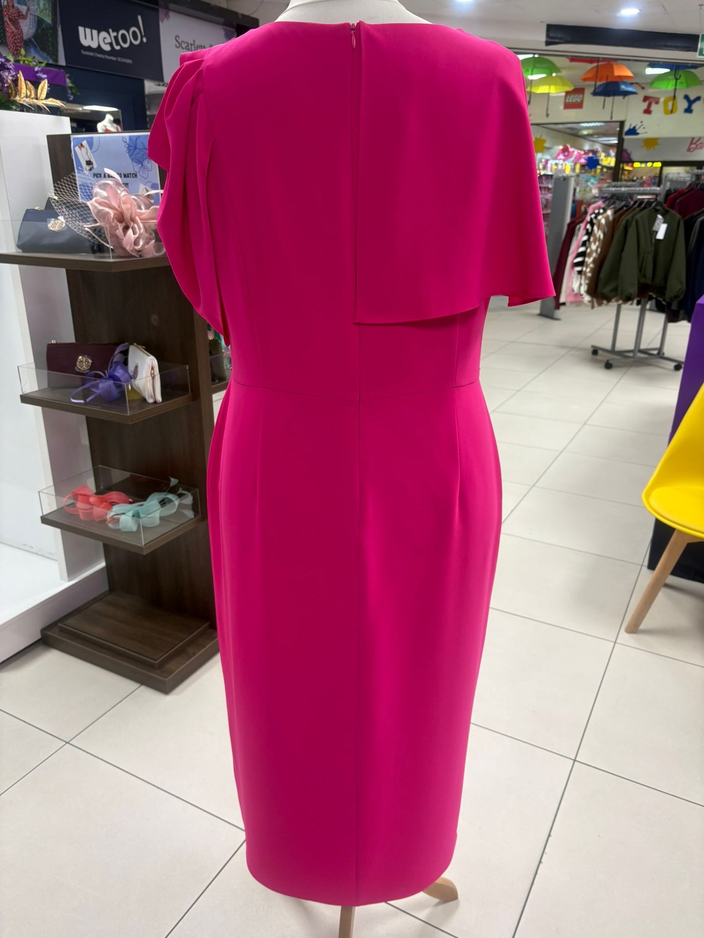 Lizabella Hot Pink With Cold Shoulder And Embellishment MOB/MOG Dress