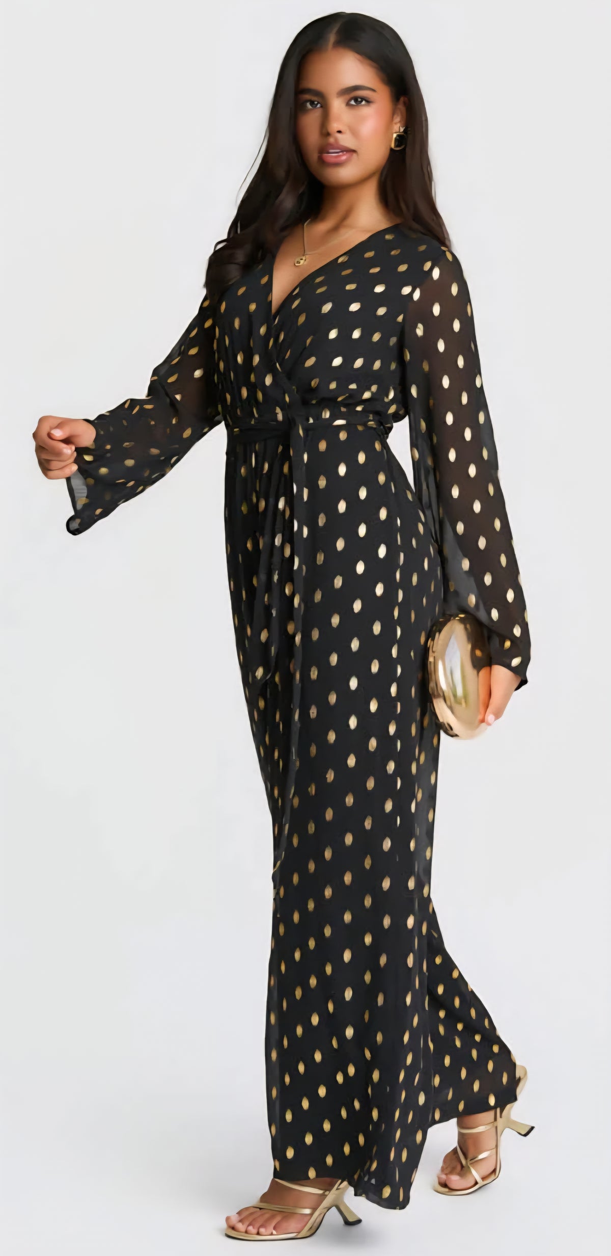 Needs No Label Foil Wrap Jumpsuit