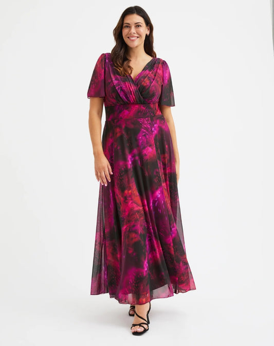 Scarlett & Jo Wine Marble Maxi Dress