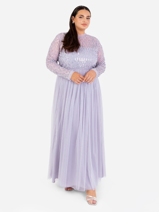 Maya Thistle Lilac Linear Embellished Maxi Dress