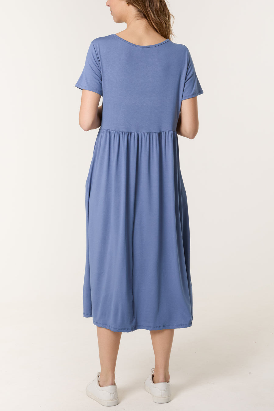 Round Neck Stretch Tiered Midi Dress