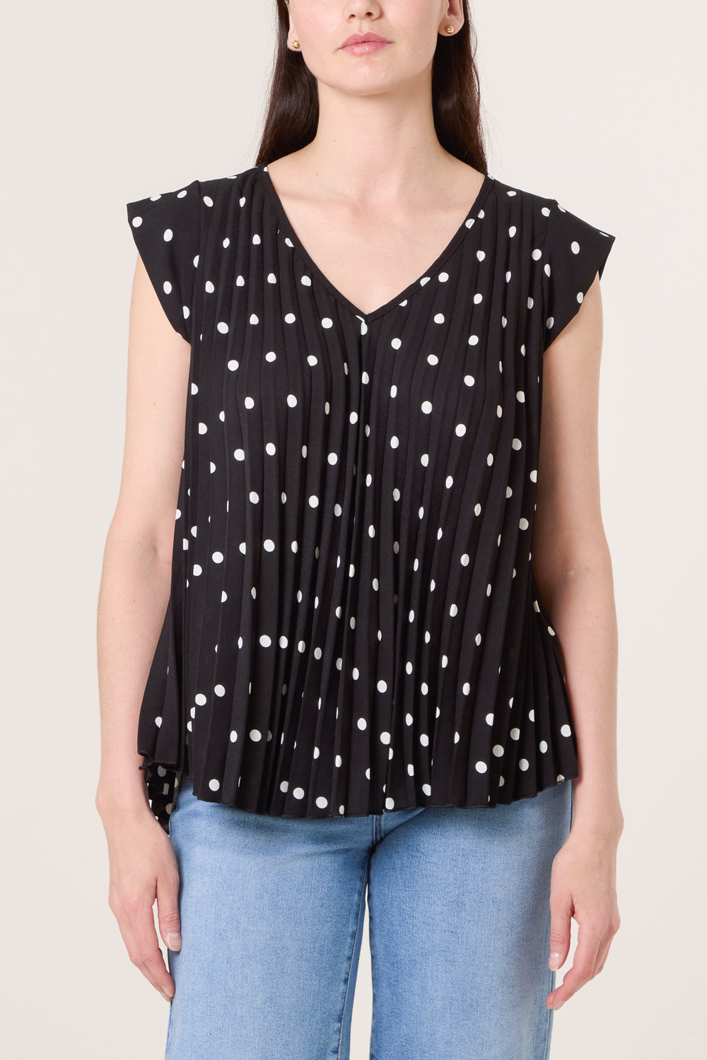 Polka Dot Cap Sleeve Top