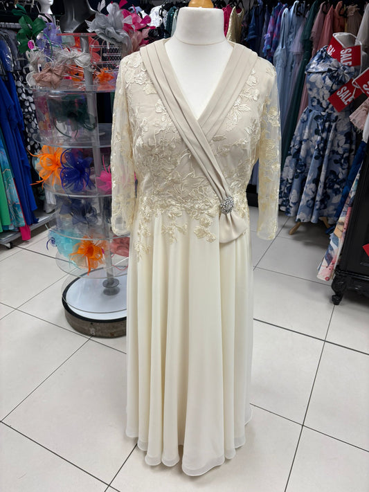 Gino Cerruti Cream Embellished Maxi dress