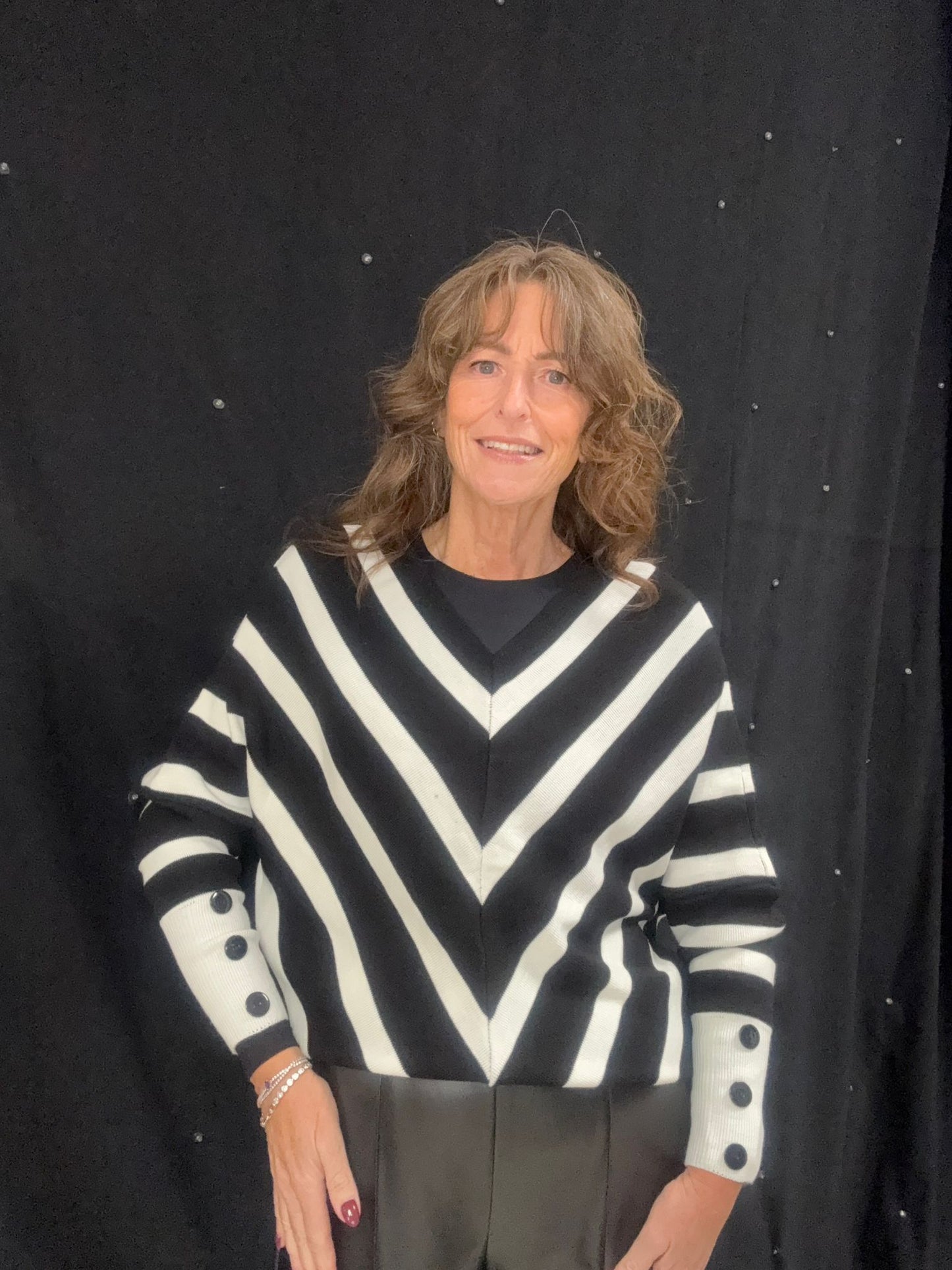 Off Shoulder Striped Knitted Sweater