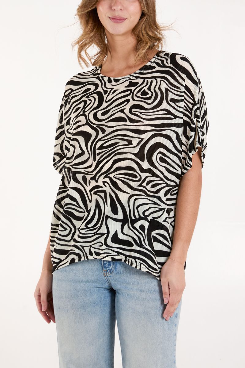 Short Sleeve Top With Abstract Print