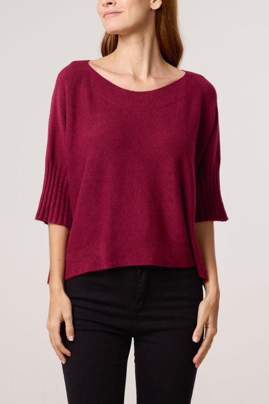 Boat Neck Short Sleeve Jumper