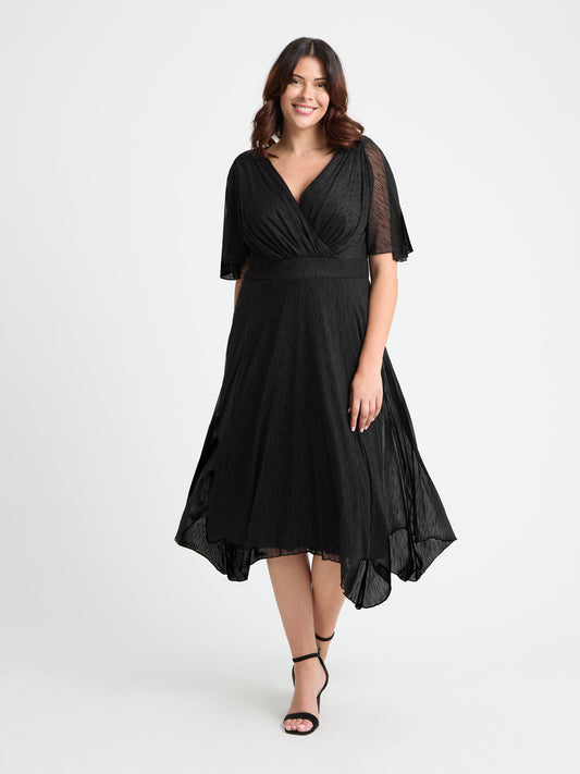 Scarlett & Jo Julie Black Graphic Velvet Flock Hank Hem Dress