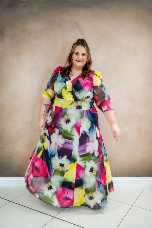 Scarlett & Jo Verity Pink Yellow Maxi Dress