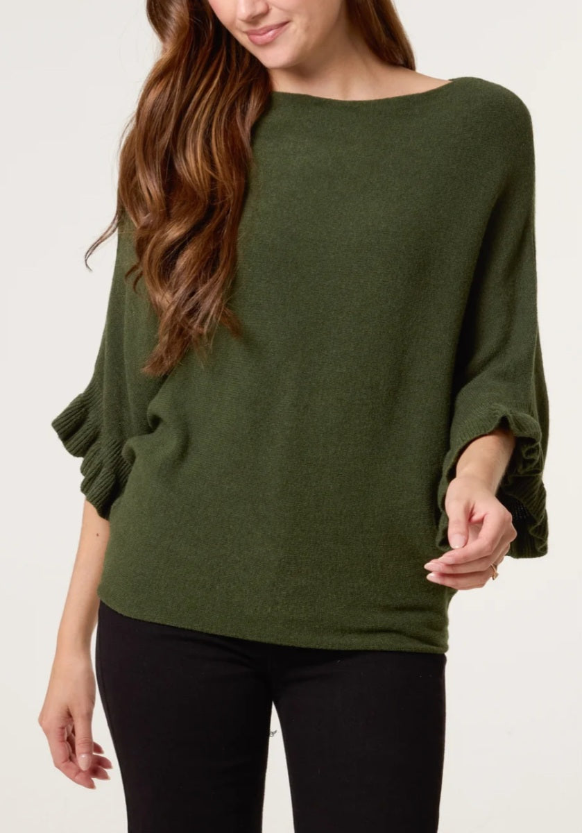 Ruffle Sleeve Knit Jumper