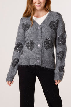 Sparkle Hearts Knit Cardigan