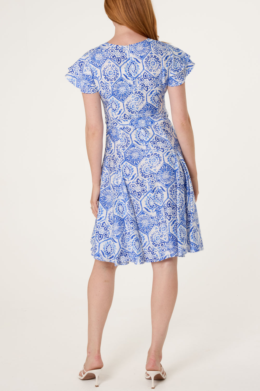 V Neck Godet Dress