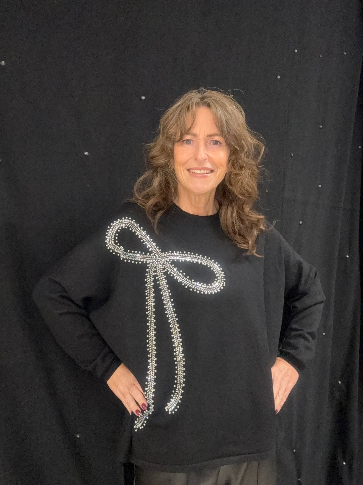 Embellished Bow Crew Neck Jumper