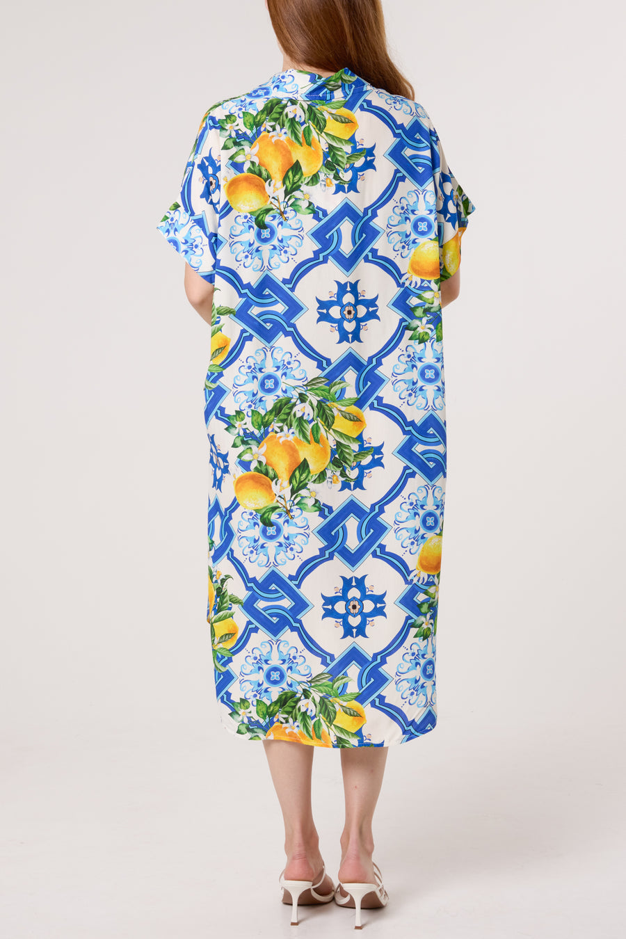 Lemon Tile Print Collar Dress