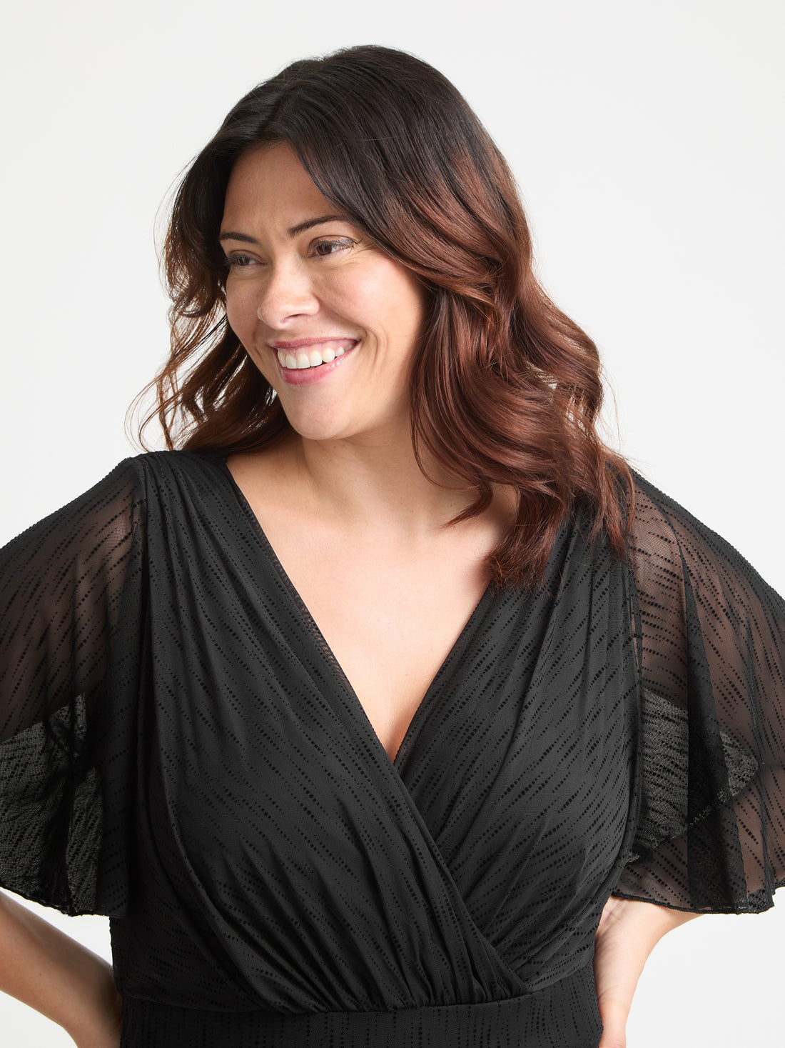 Scarlett & Jo Julie Black Graphic Velvet Flock Hank Hem Dress