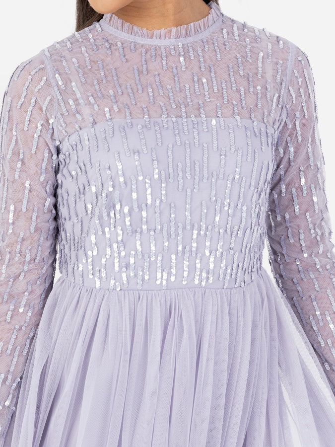 Maya Thistle Lilac Linear Embellished Maxi Dress